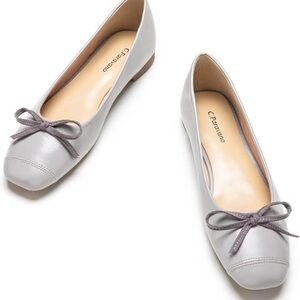 C.Paravano Grey Ballet Flats Women Size 6.5 New w/ Box